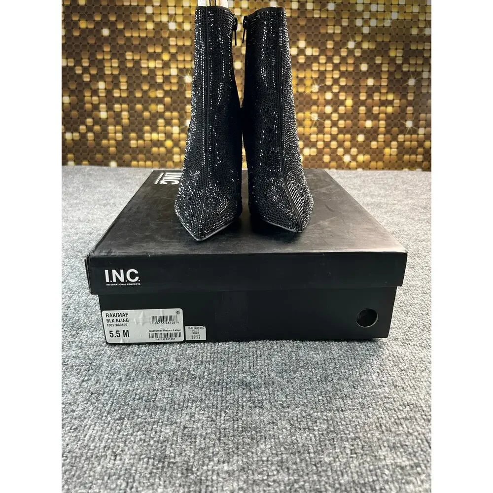 MIA Rakimaf Black Bling Rhinestone Ankle Booties Women's Size 5.5 Stiletto Heel - Picture 9 of 11